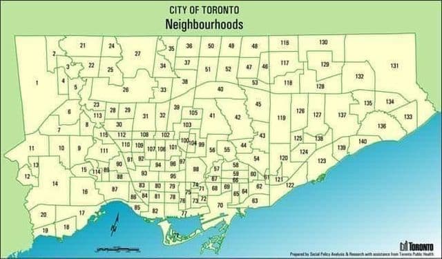 Mappa dei quartieri di Toronto