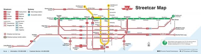 Mappa delle stazioni del tram di Toronto