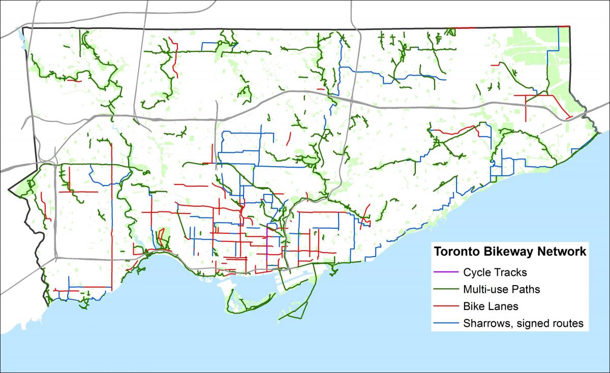 Mappa delle piste ciclabili di Toronto