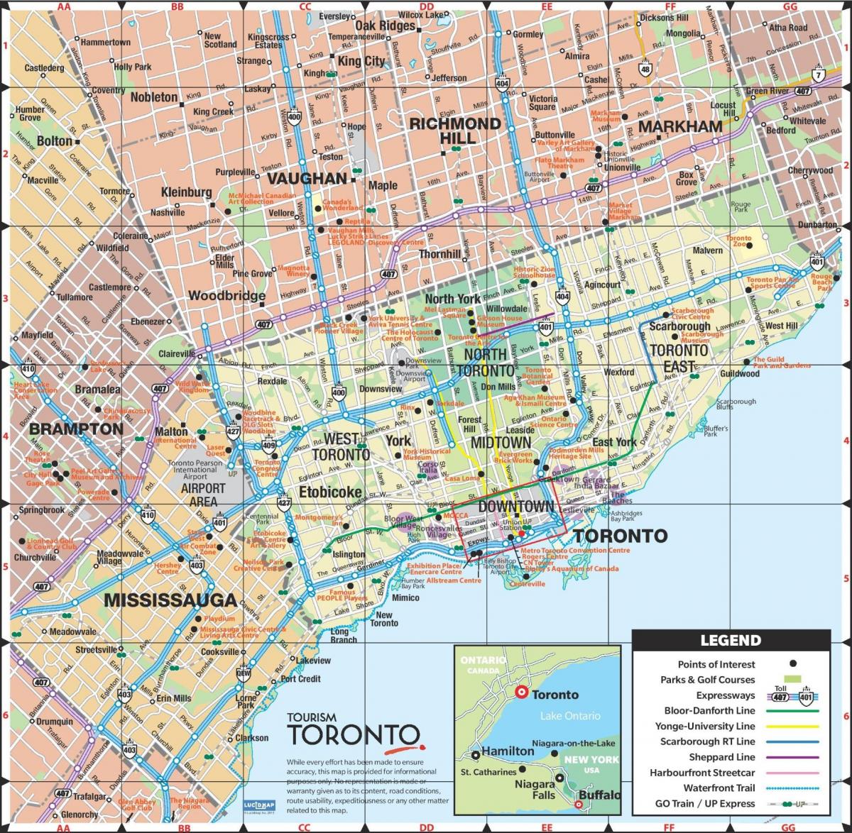 Mappa della città di Toronto