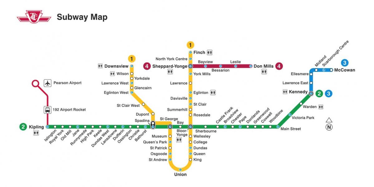 Mappa delle stazioni della metropolitana di Toronto