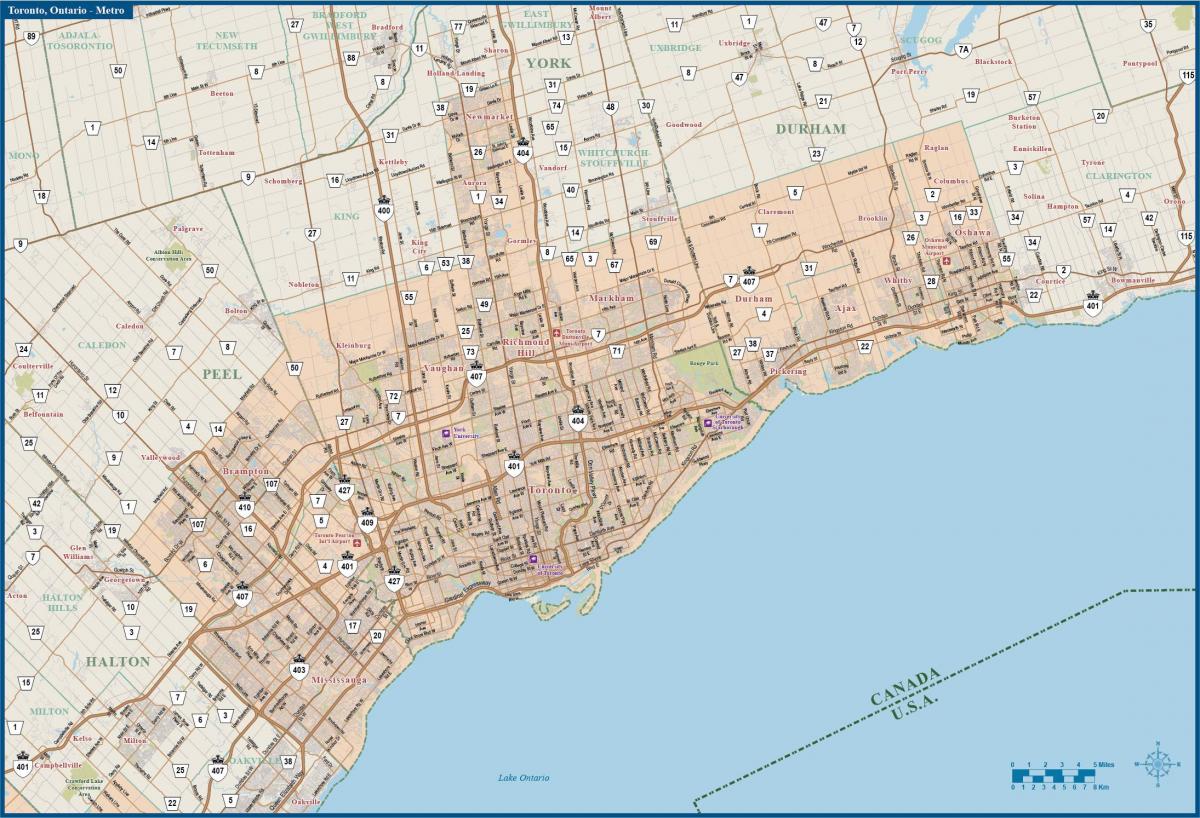 Mappa stradale di Toronto