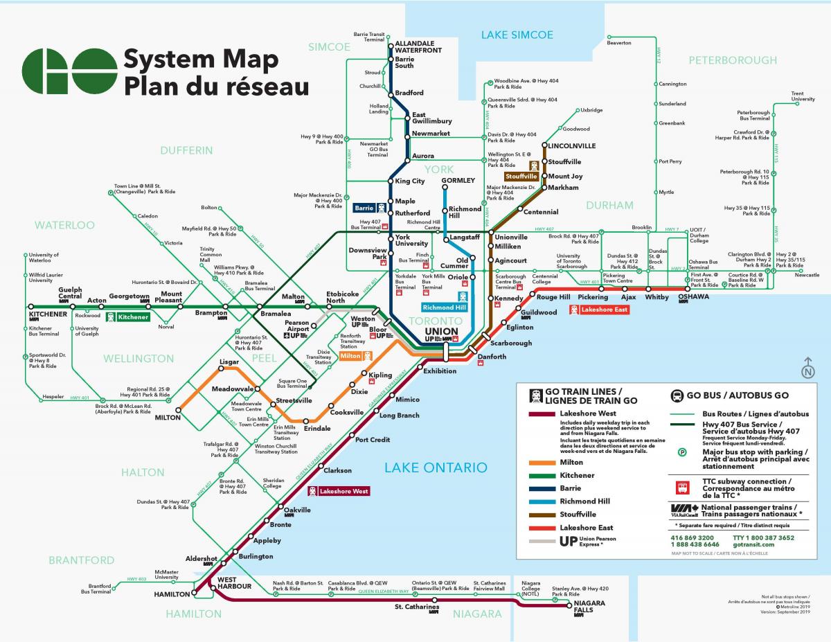 Mappa delle stazioni ferroviarie di Toronto